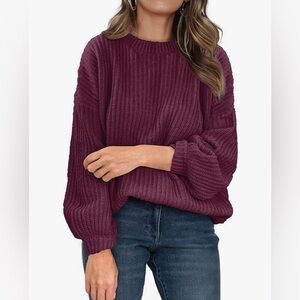 Wine knitted oversized sweater
